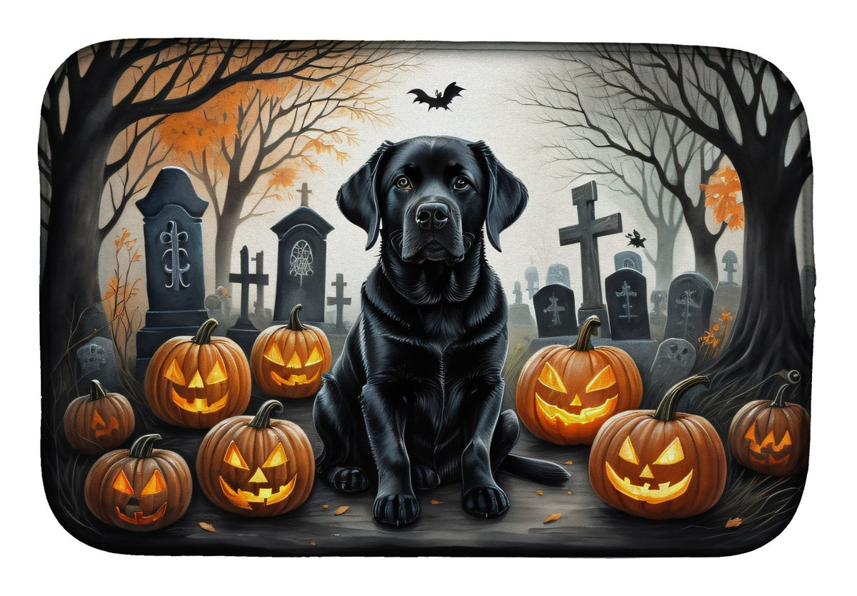 Black Labrador Retriever Halloween Dish Mat