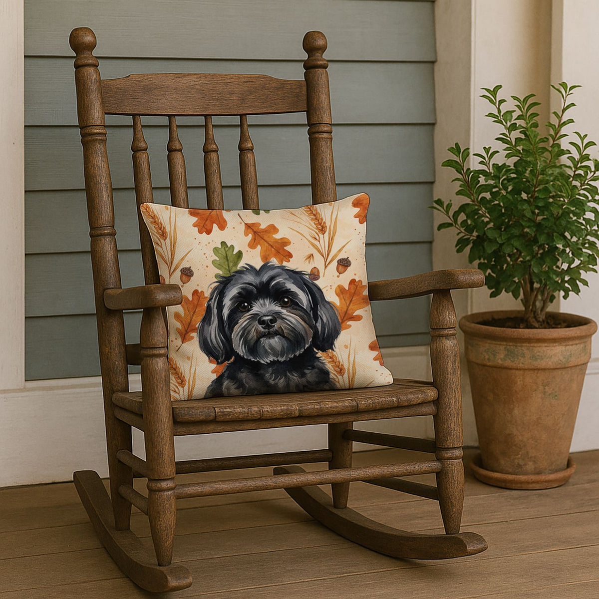 Black Lhasa Apso Heirloom Fall Throw Pillow