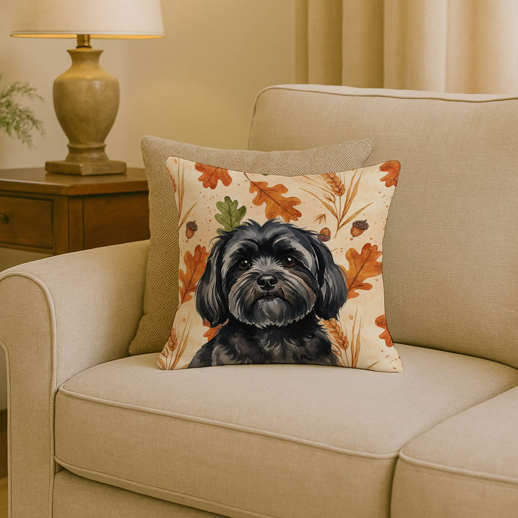 Black Lhasa Apso Heirloom Fall Throw Pillow
