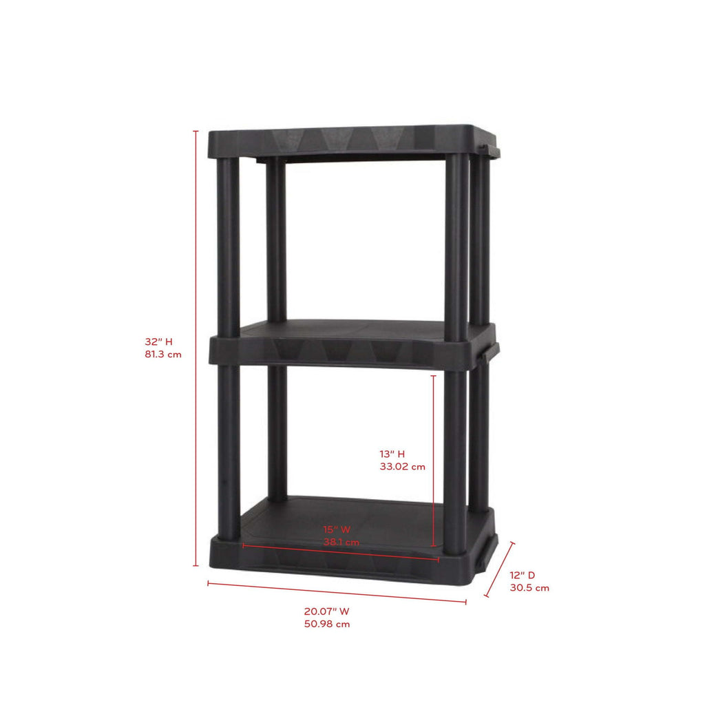 Black Three-Tier Utility Shelving Unit