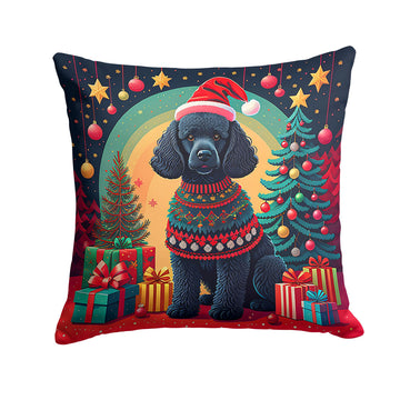 Black Poodle Christmas Indoor-Outdoor Throw Pillow