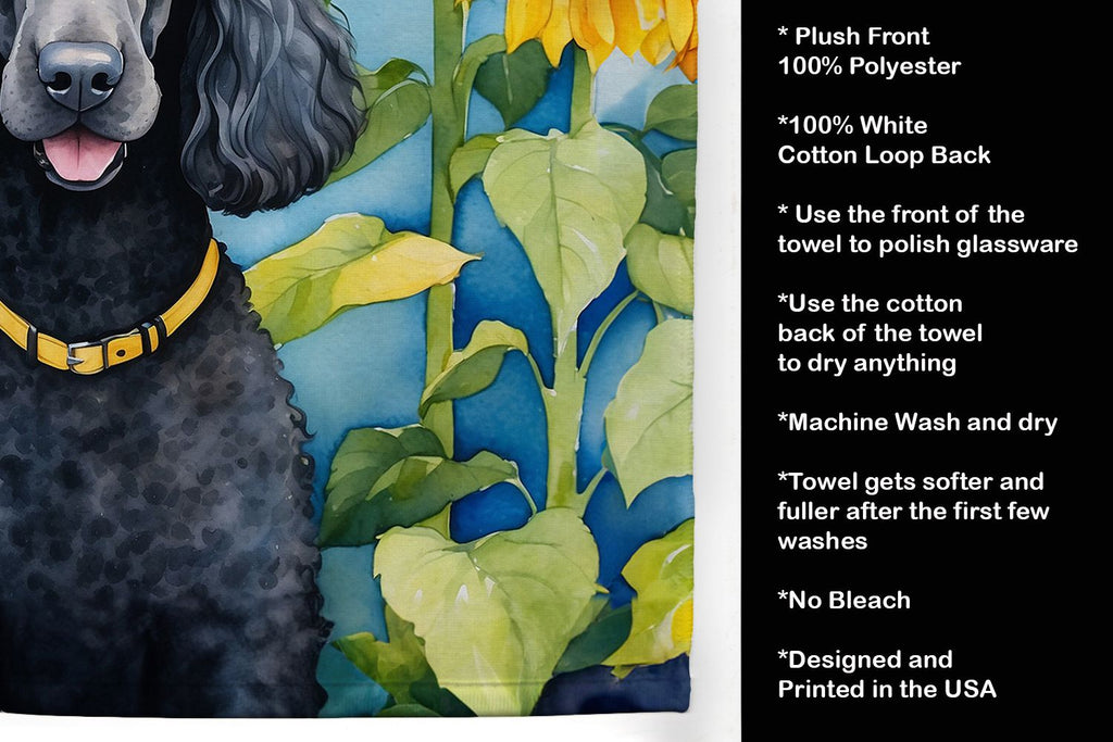 Black Poodle in Sunflowers Dual-Sided Kitchen Towel