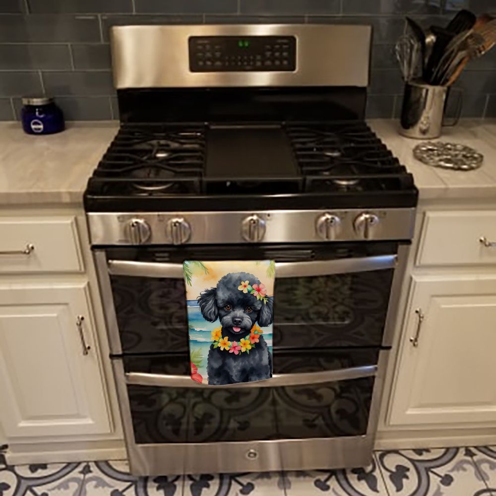 Black Poodle Luau Dual-Sided Kitchen Towel