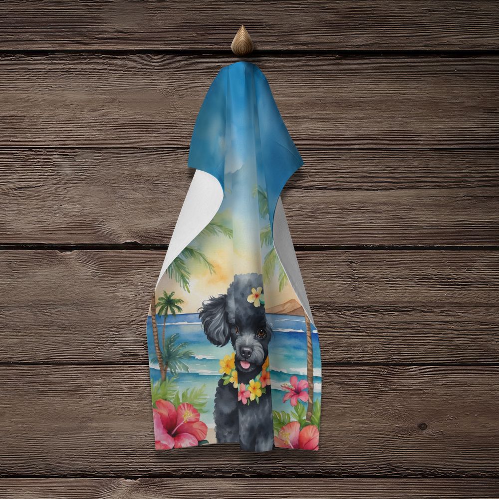 Black Poodle Luau Dual-Sided Kitchen Towel