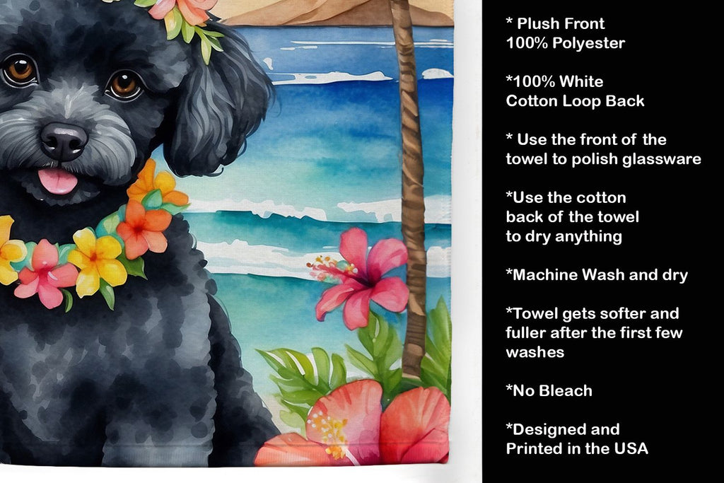 Black Poodle Luau Dual-Sided Kitchen Towel