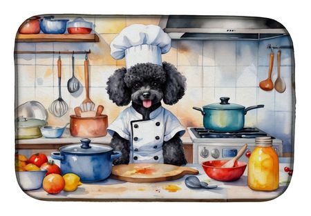 Black Poodle Chef Dish Drying Mat