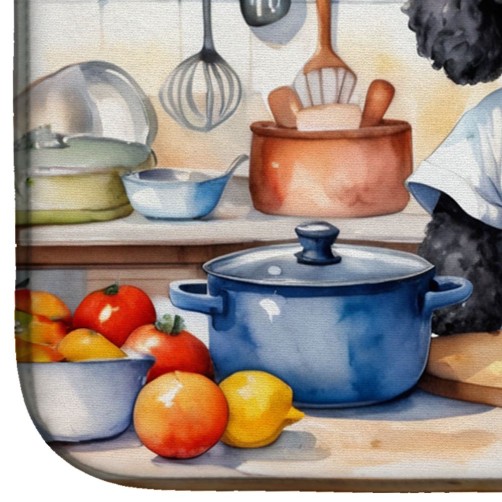 Black Poodle Chef Dish Drying Mat