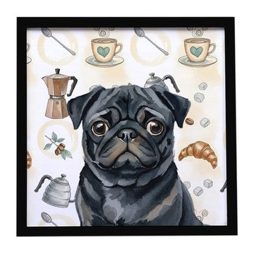 Black Pug Coffee Bar Framed Wall Art