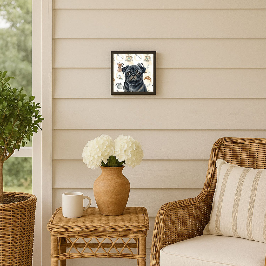 Black Pug Coffee Bar Framed Wall Art