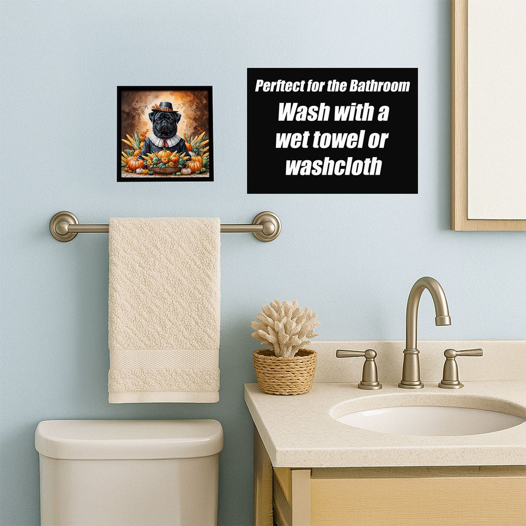 Black Pug Thanksgiving Framed Wall Art