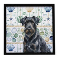 Black Russian Terrier Coastal Sea Glass Framed Print