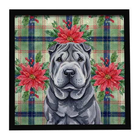 Framed Metal Print with Christmas Poinsettias – Ready to Hang Wall Decor