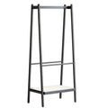 Solid Oak Wood Clothes Rack with Rattan Shelves – Sturdy & Versatile