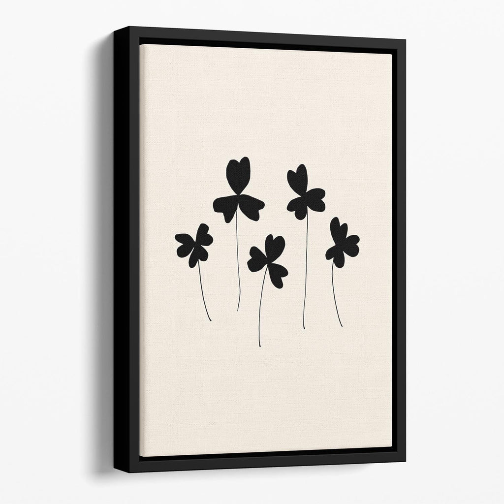 Black Sorrel Floating Framed Canvas Wall Art - 36" x 24" / 90cm x 60cm approx / Black