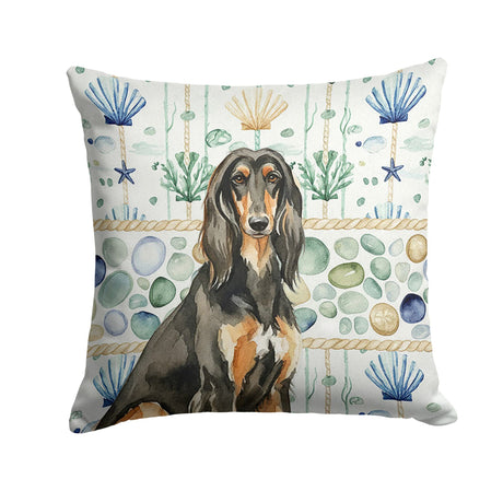 Afghan Hound Coastal Sea Glass Accent Pillow