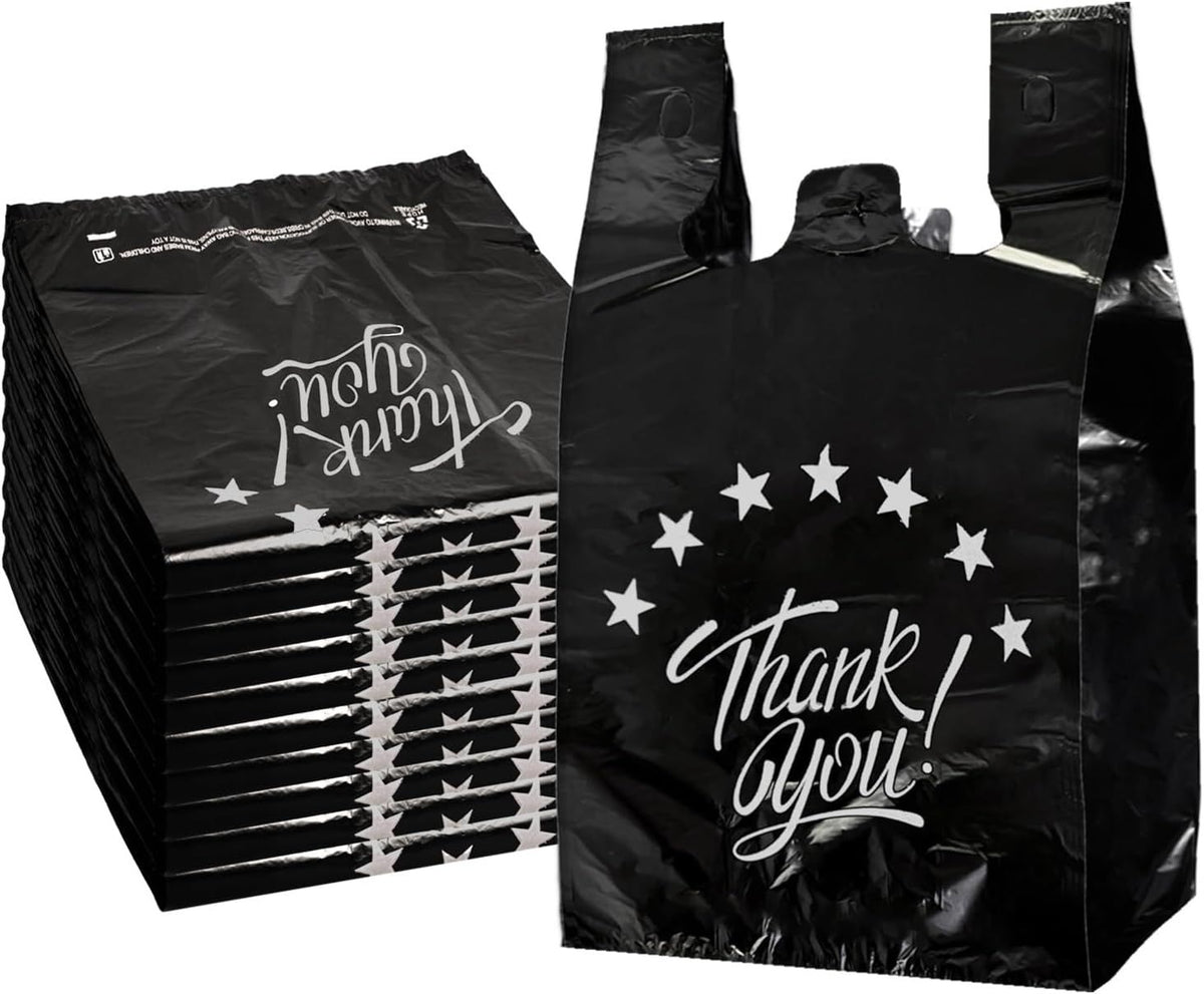 Black Thank-You T-Shirt Shopping Bags