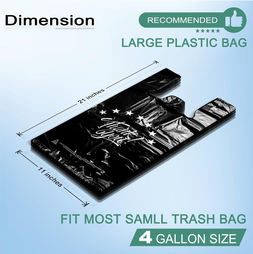 Black Thank-You T-Shirt Shopping Bags