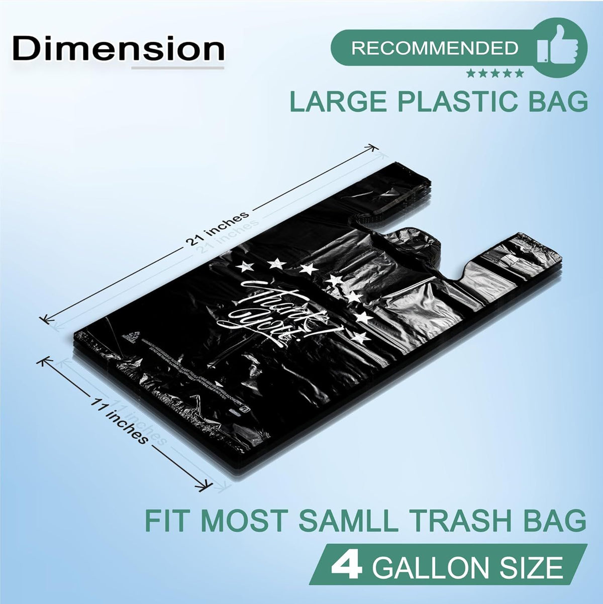 Black Thank-You T-Shirt Shopping Bags