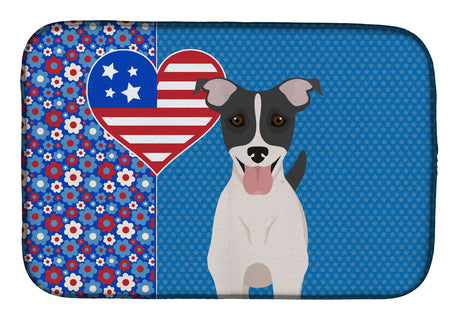 Black White Smooth Jack Russell Terrier USA American Dish Drying Mat Absorbent Dish Drying Mat Pad f