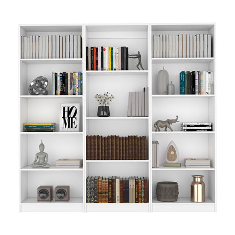 Blende 3-Piece White Bookcase Set for Living Room Storage