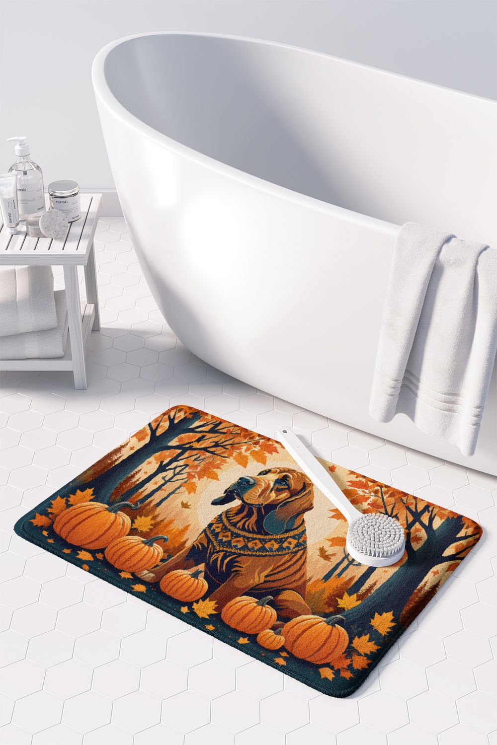Bloodhound Fall Cushioned Kitchen and Bath Mat