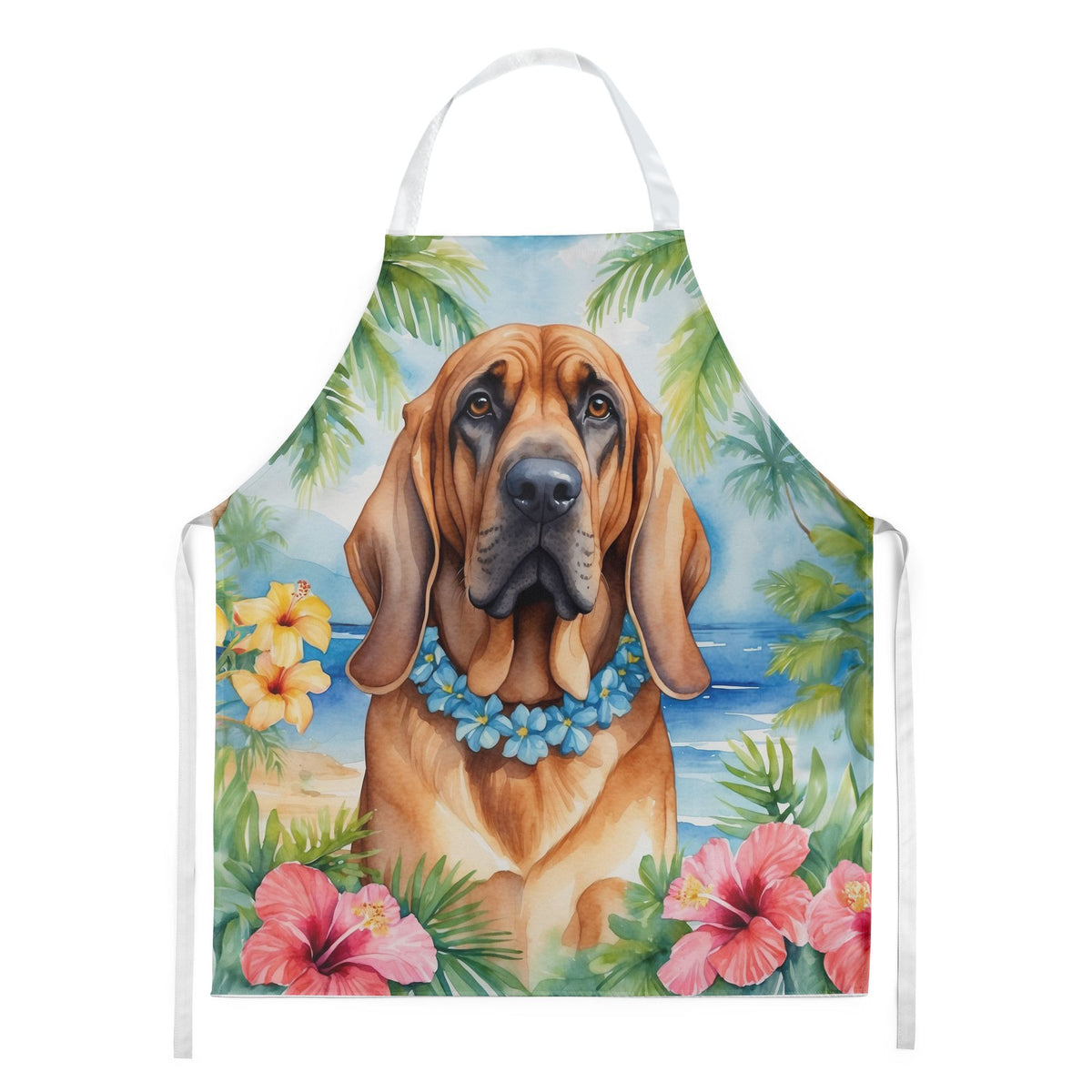 Bloodhound Luau Adjustable Bib Apron