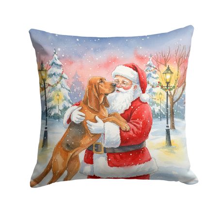 Bloodhound and Santa Claus Christmas Throw Pillow