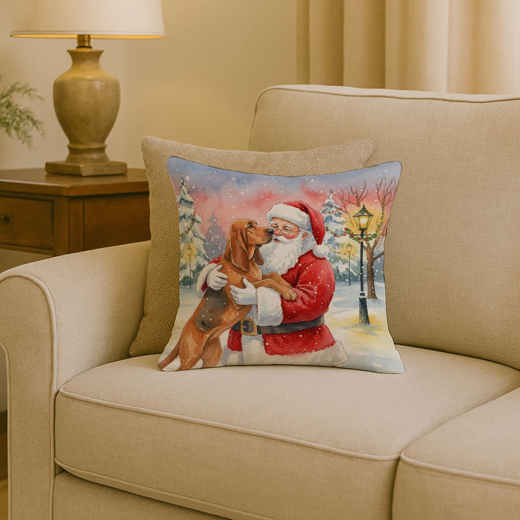 Bloodhound and Santa Claus Christmas Throw Pillow