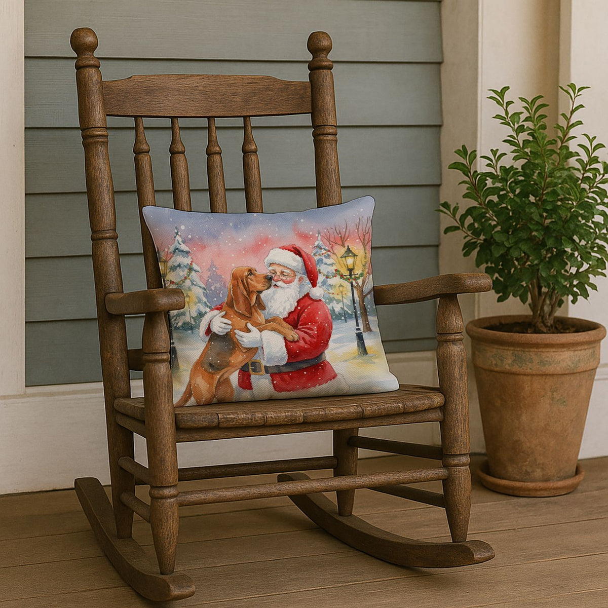 Bloodhound and Santa Claus Christmas Throw Pillow