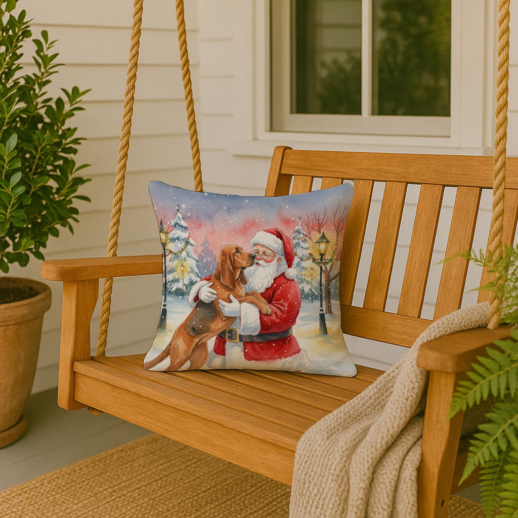 Bloodhound and Santa Claus Christmas Throw Pillow