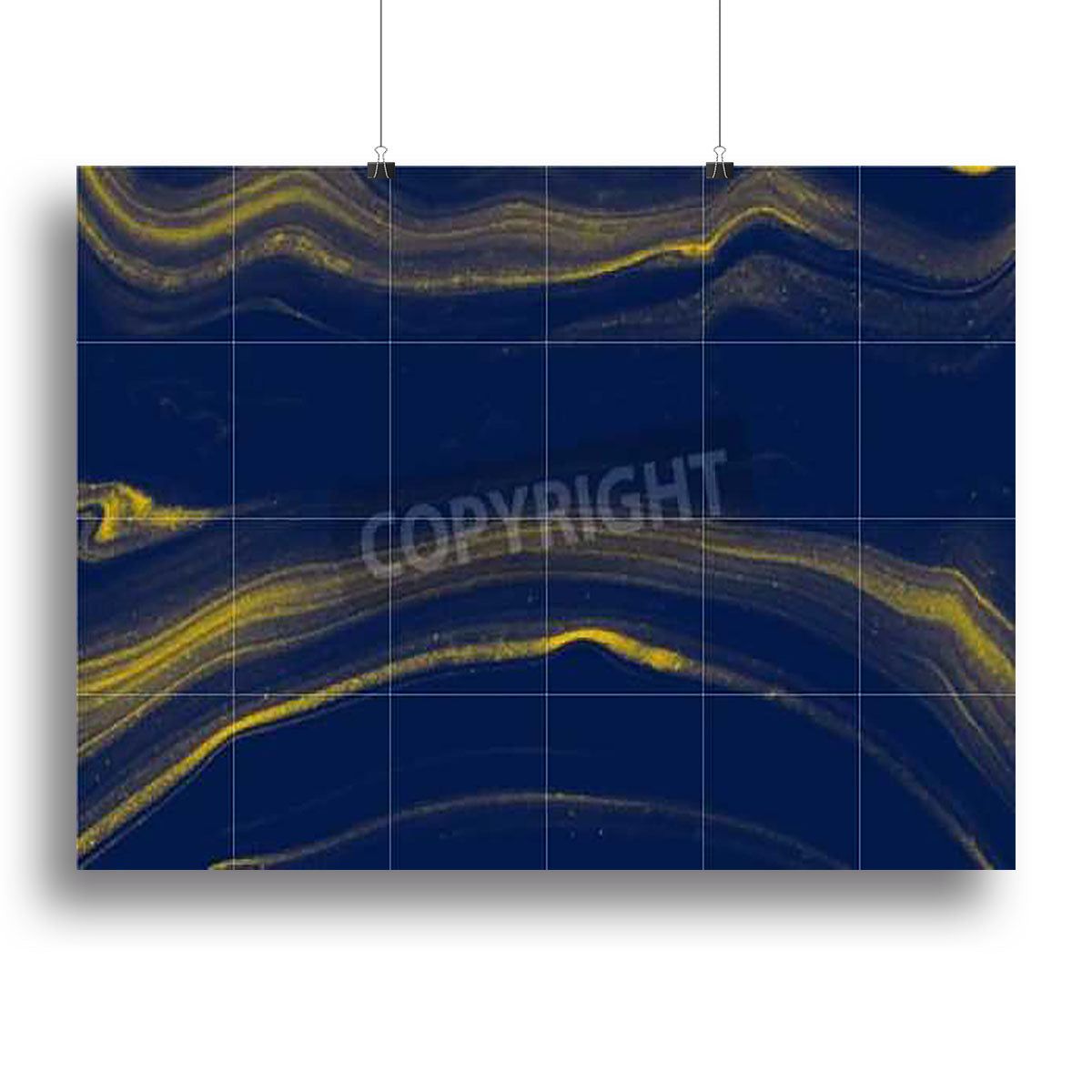 Blue and Gold Veined Marble Canvas Print or Poster