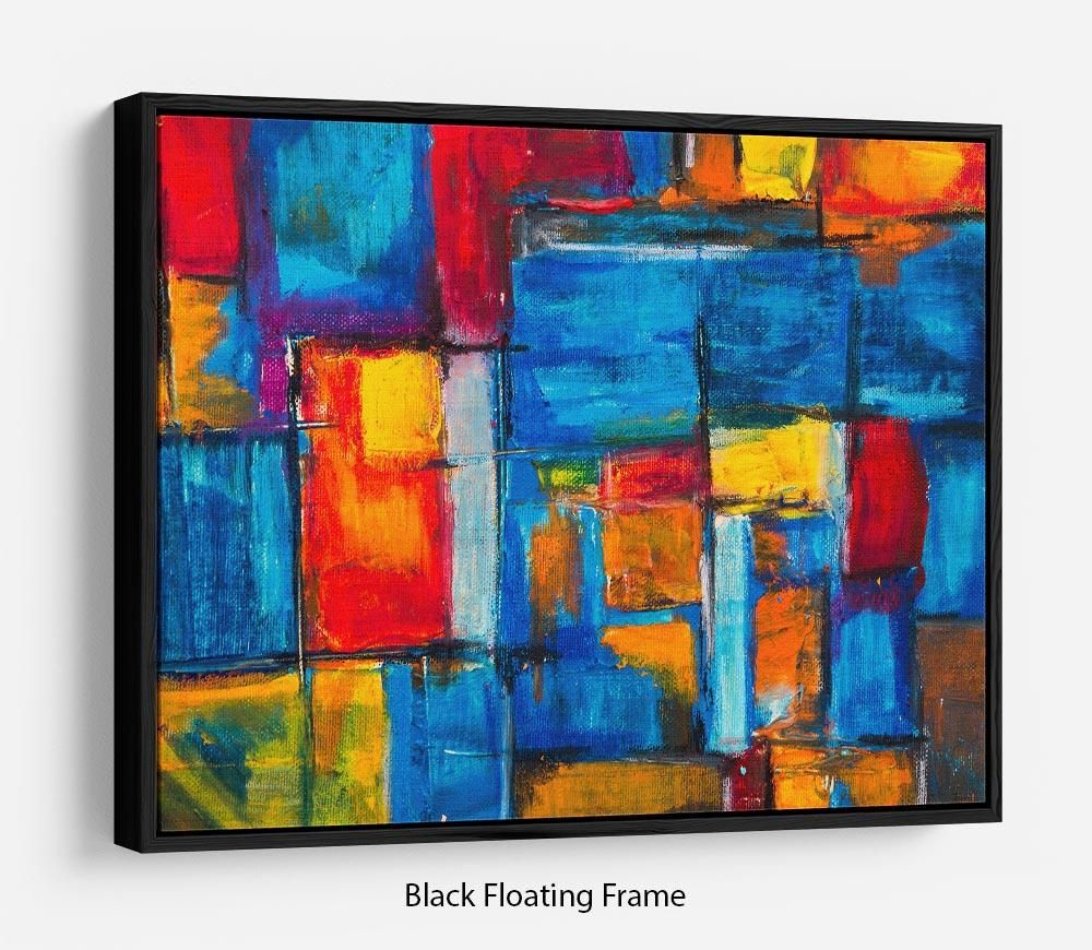 Blue and Red Square Abstract Floating Frame Canvas