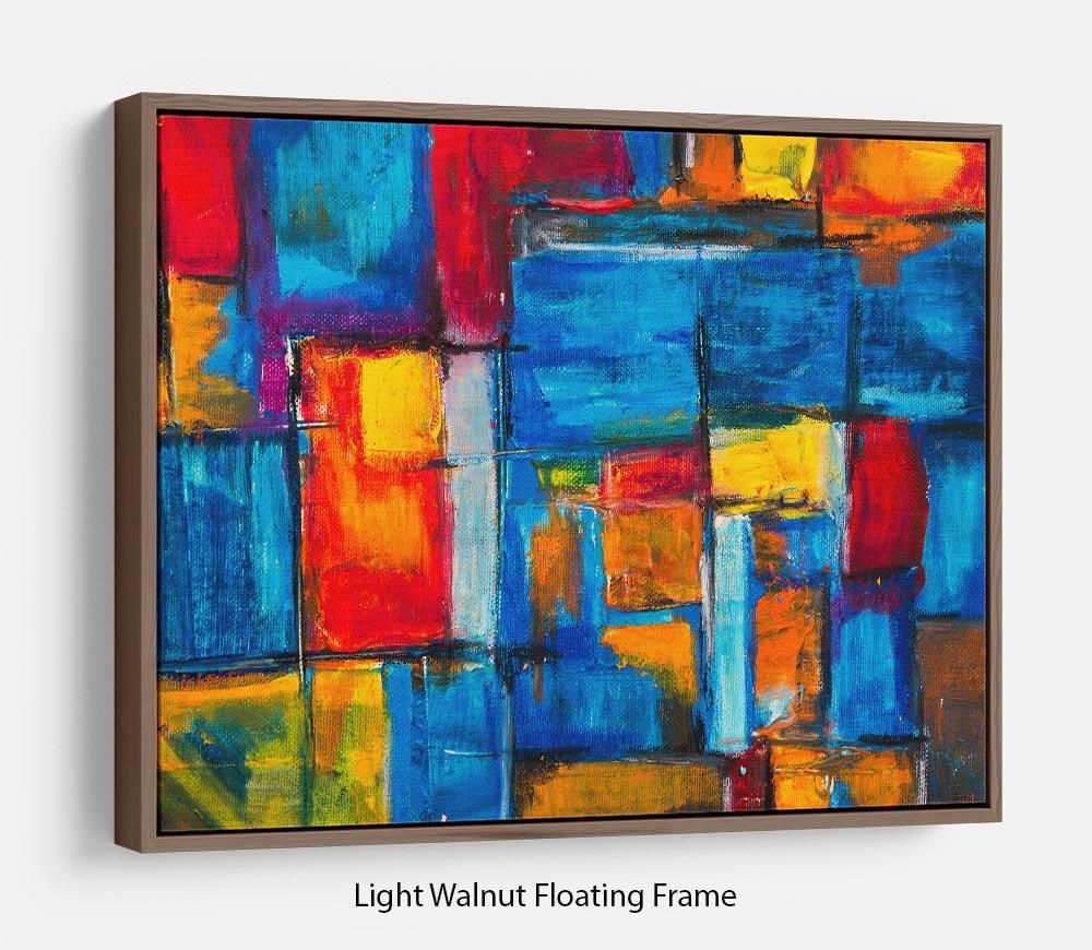 Blue and Red Square Abstract Floating Frame Canvas