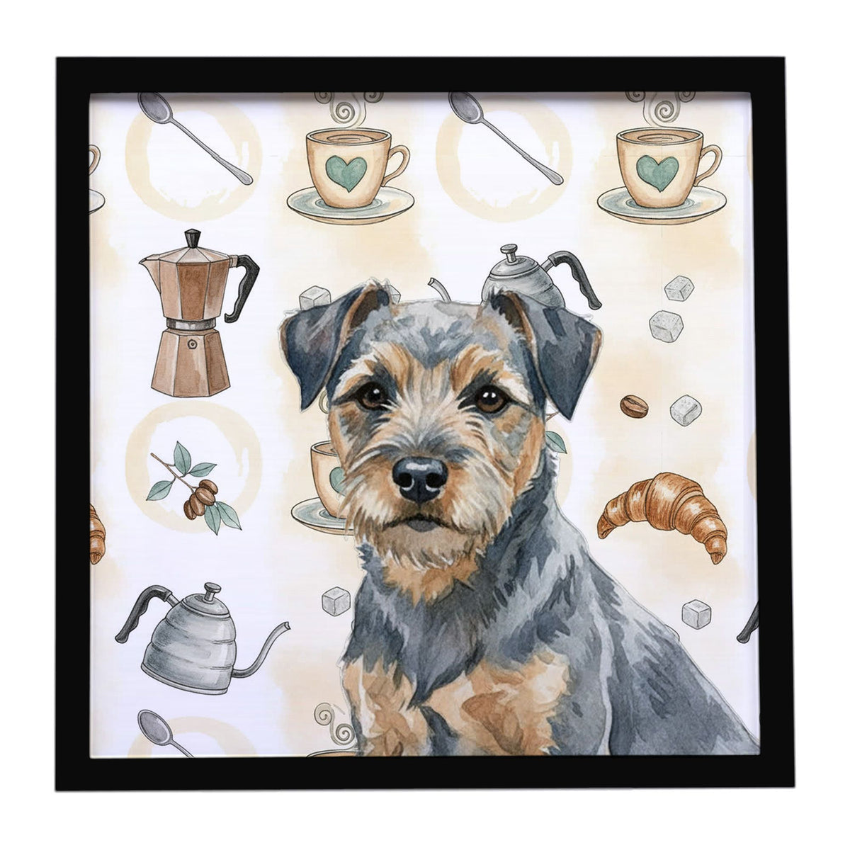 Blue and Tan Border Terrier Coffee Bar Wall Art