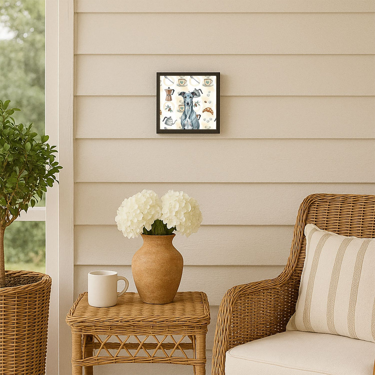 Blue Brindle Greyhound Coffee Bar Wall Art