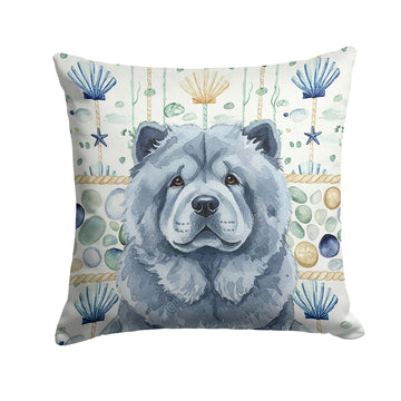 Blue Chow Chow Coastal Sea Glass Accent Pillow