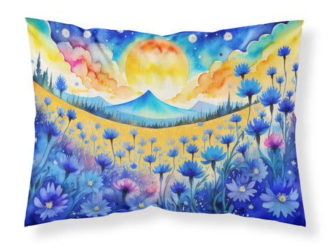 Blue Cornflowers in Color Standard Pillowcase Lightweight Super Soft Easy Care Decorative