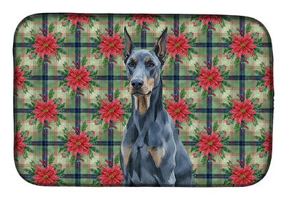 Holiday Poinsettias Dish Drying Mat – Absorbent Kitchen Counter Pad