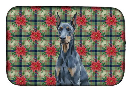 Holiday Poinsettias Dish Drying Mat – Absorbent Kitchen Counter Pad