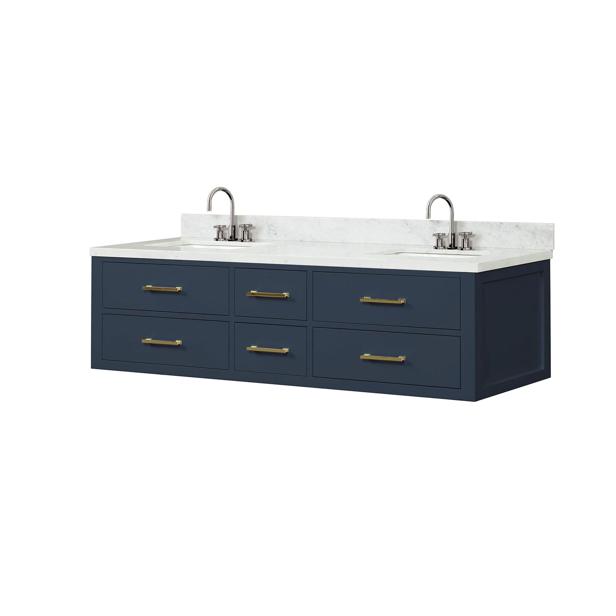 Blue Double Bath Vanity with Vanity Top and Faucet Set
