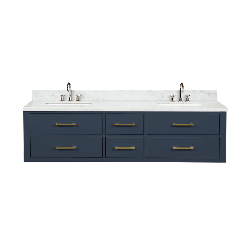 Blue Double Bath Vanity with Vanity Top and Faucet Set