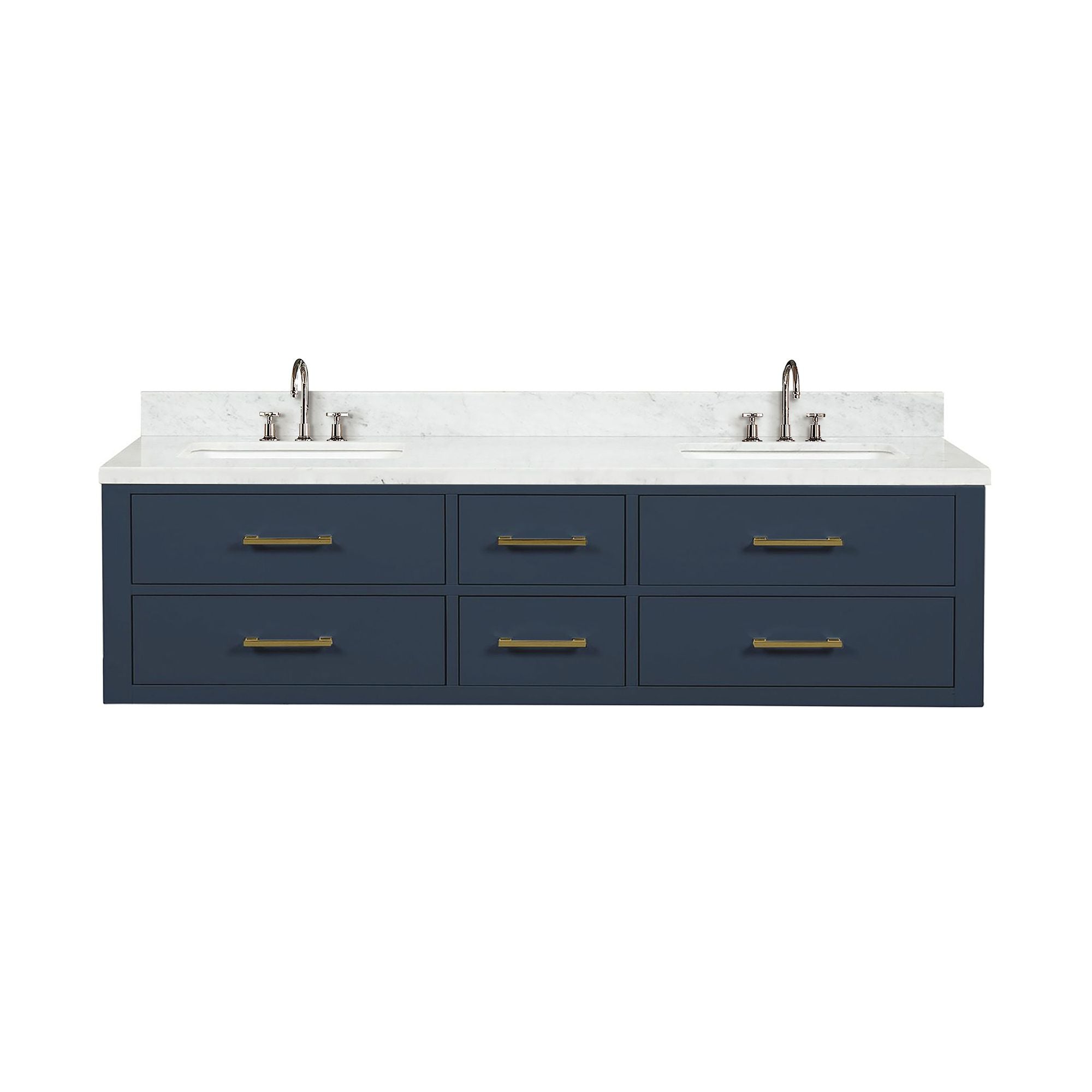 Blue Double Bath Vanity with Vanity Top and Faucet Set