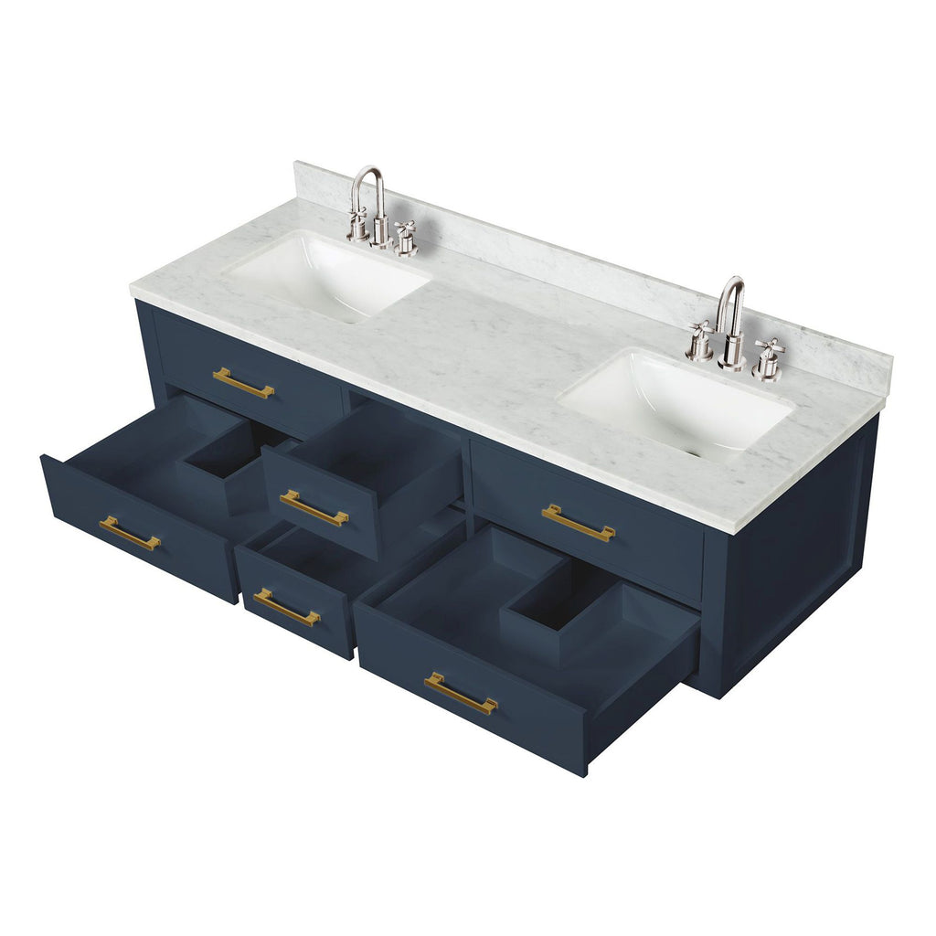 Blue Double Bath Vanity with Vanity Top and Faucet Set
