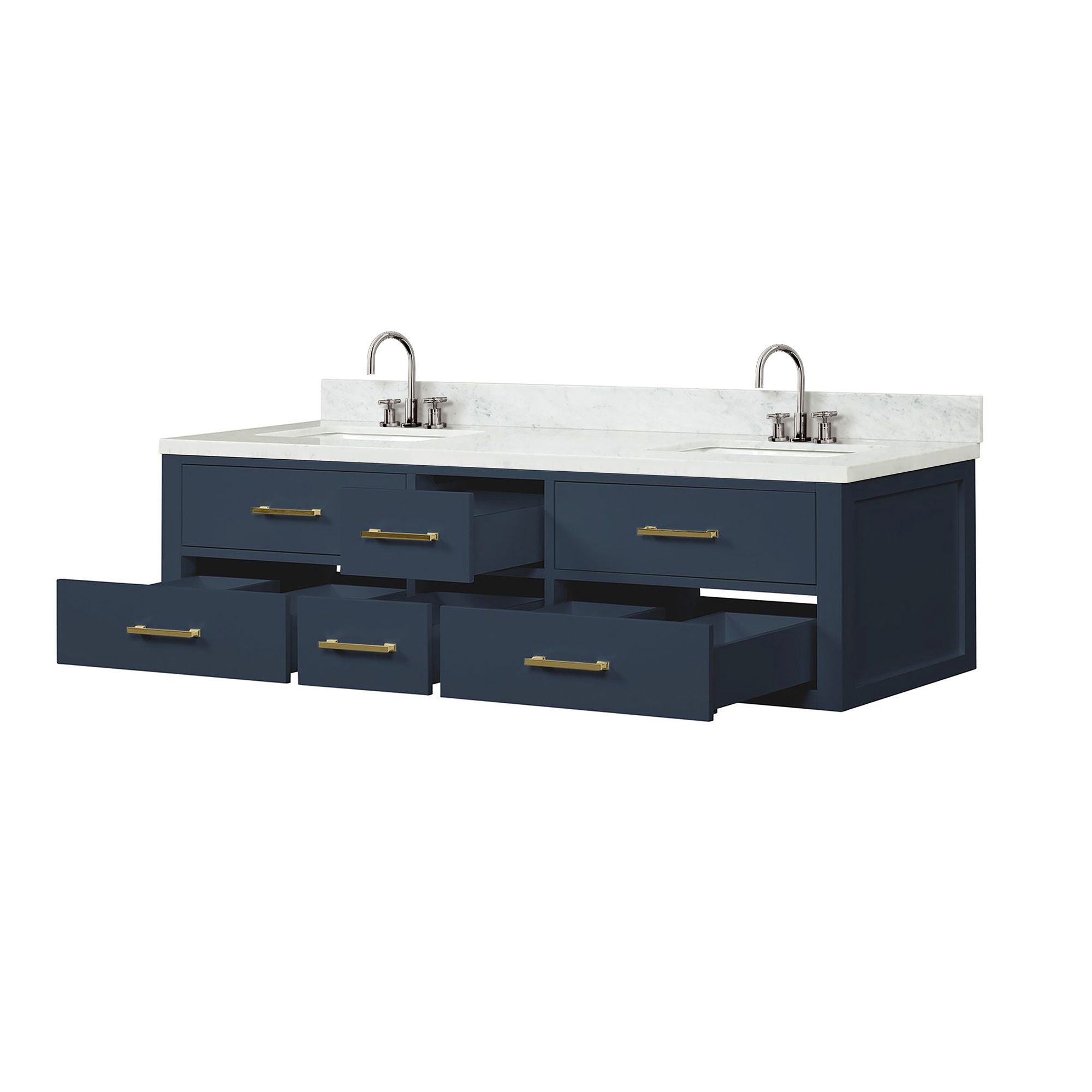 Blue Double Bath Vanity with Vanity Top and Faucet Set