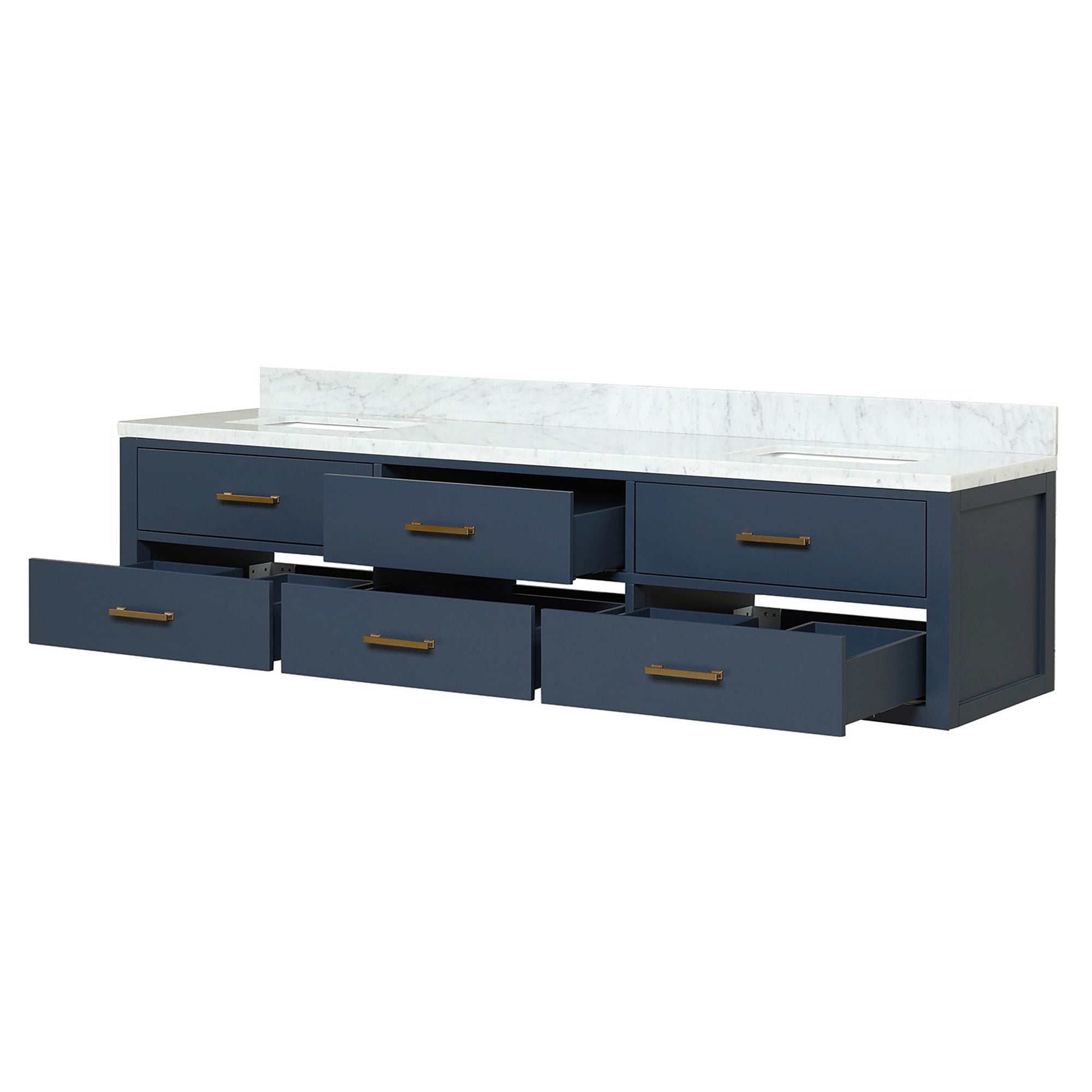 Blue Double Bath Vanity with Soft Close and Fully Assembled Design