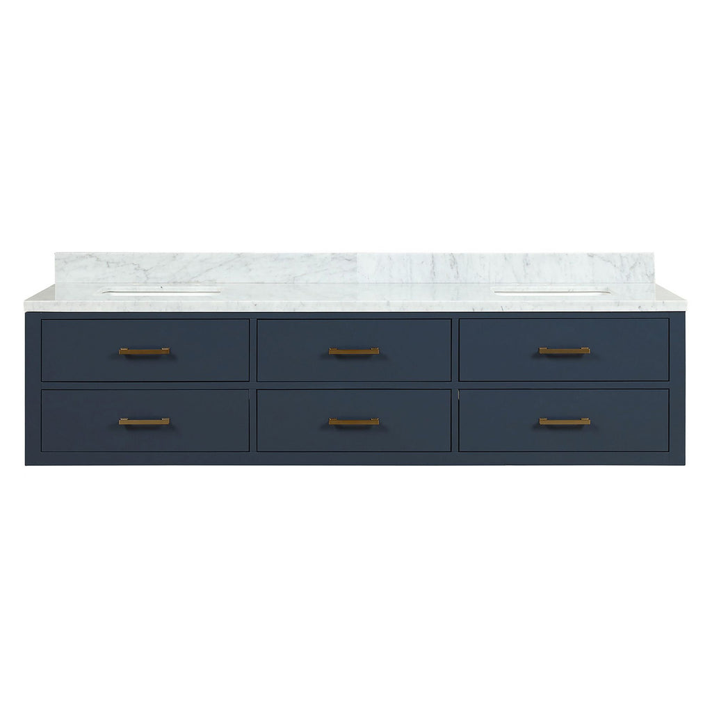 Blue Double Bath Vanity with Soft Close and Fully Assembled Design