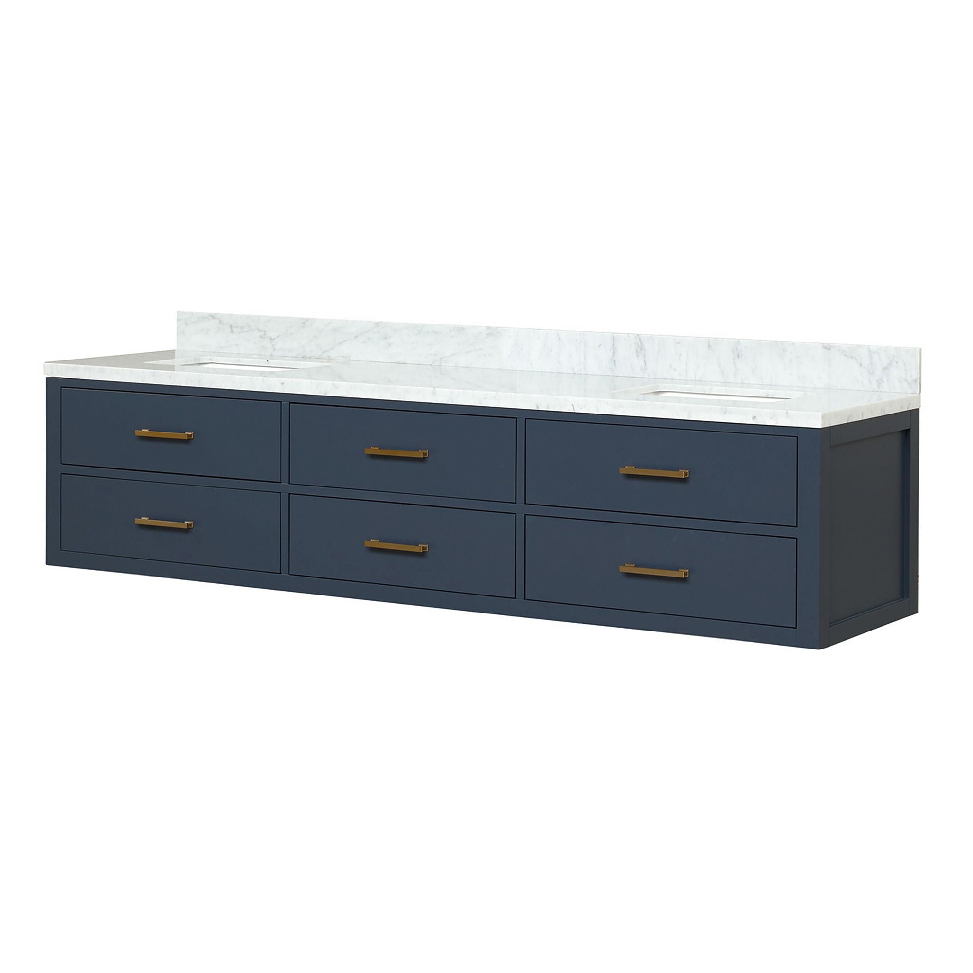 Blue Double Bath Vanity with Soft Close and Fully Assembled Design
