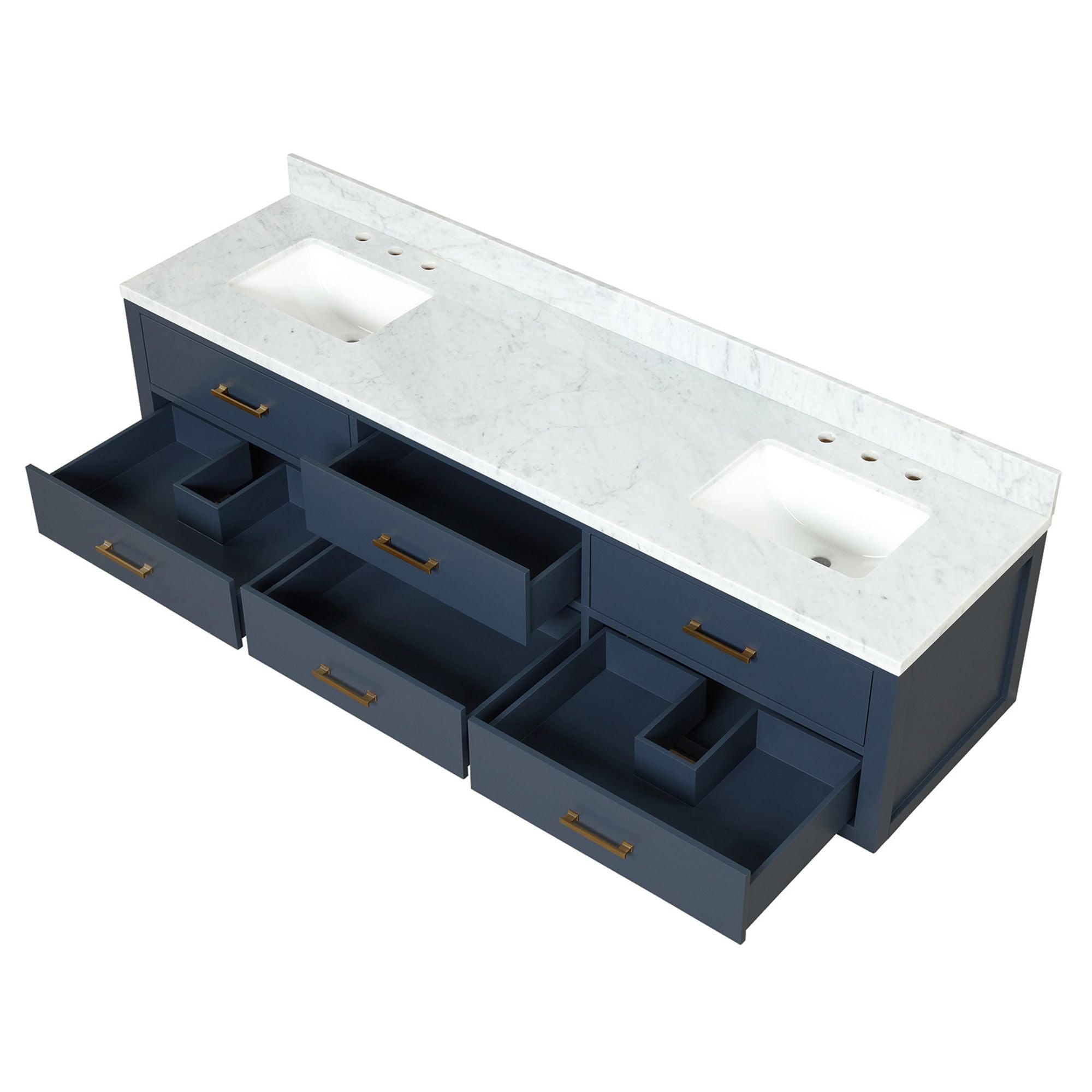 Blue Double Bath Vanity with Soft Close and Fully Assembled Design