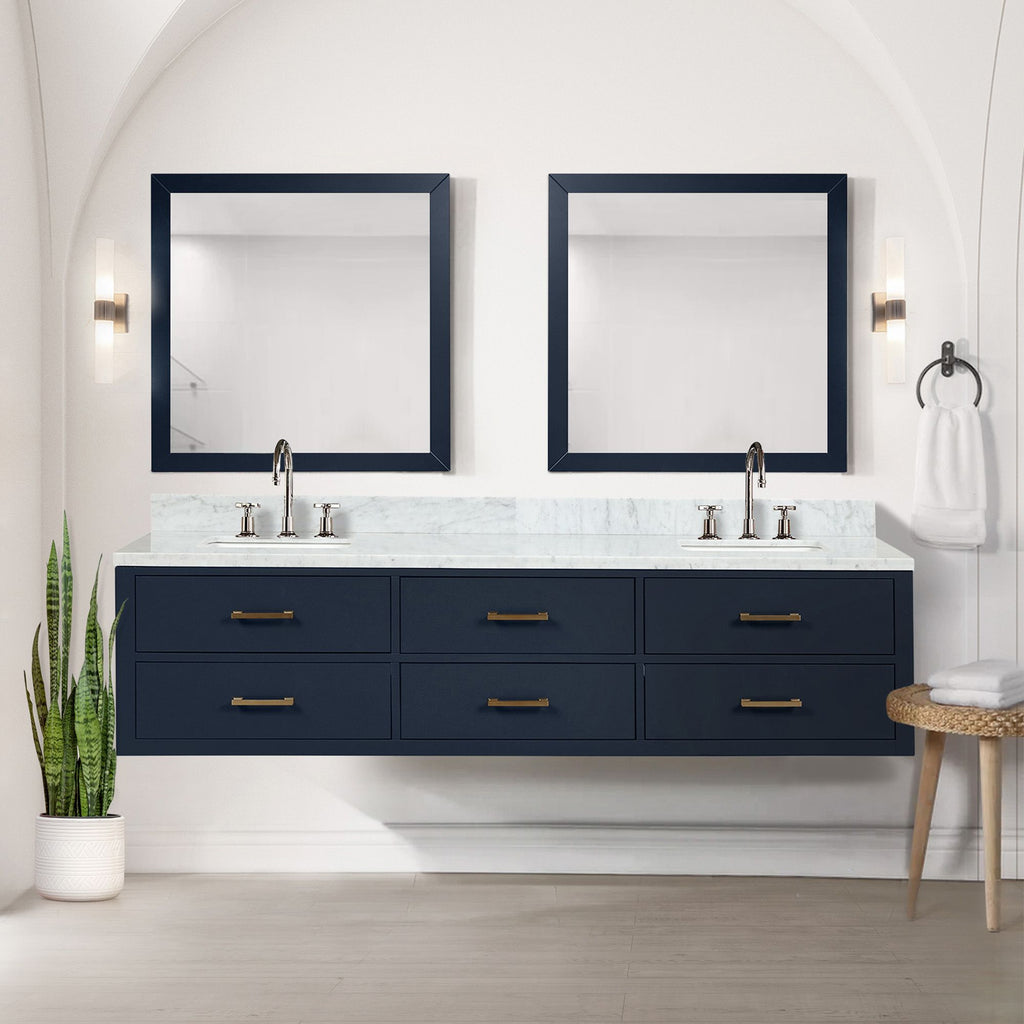 Blue Double Bath Vanity. W x. D