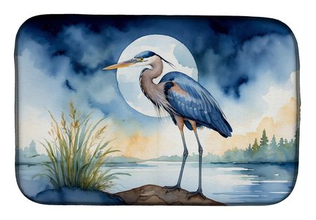 Blue Heron Under the Moonlight Dish-Drying Mat